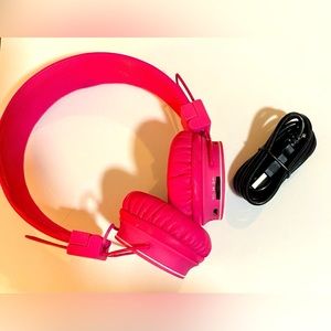 Hot Pink Adjustable Over-Ear Termichy Headphones with Charging Cable
